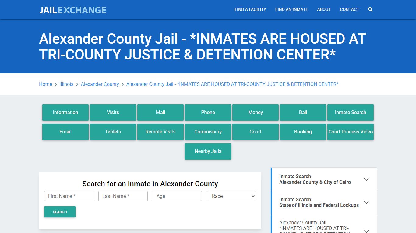 Alexander County Jail - *INMATES ARE HOUSED AT TRI-COUNTY JUSTICE ...